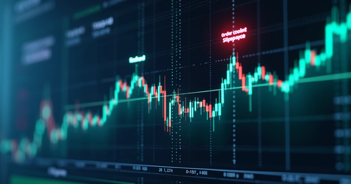 Gráfico demonstrando latência e ocorrência de slippage na execução de ordem de compra 