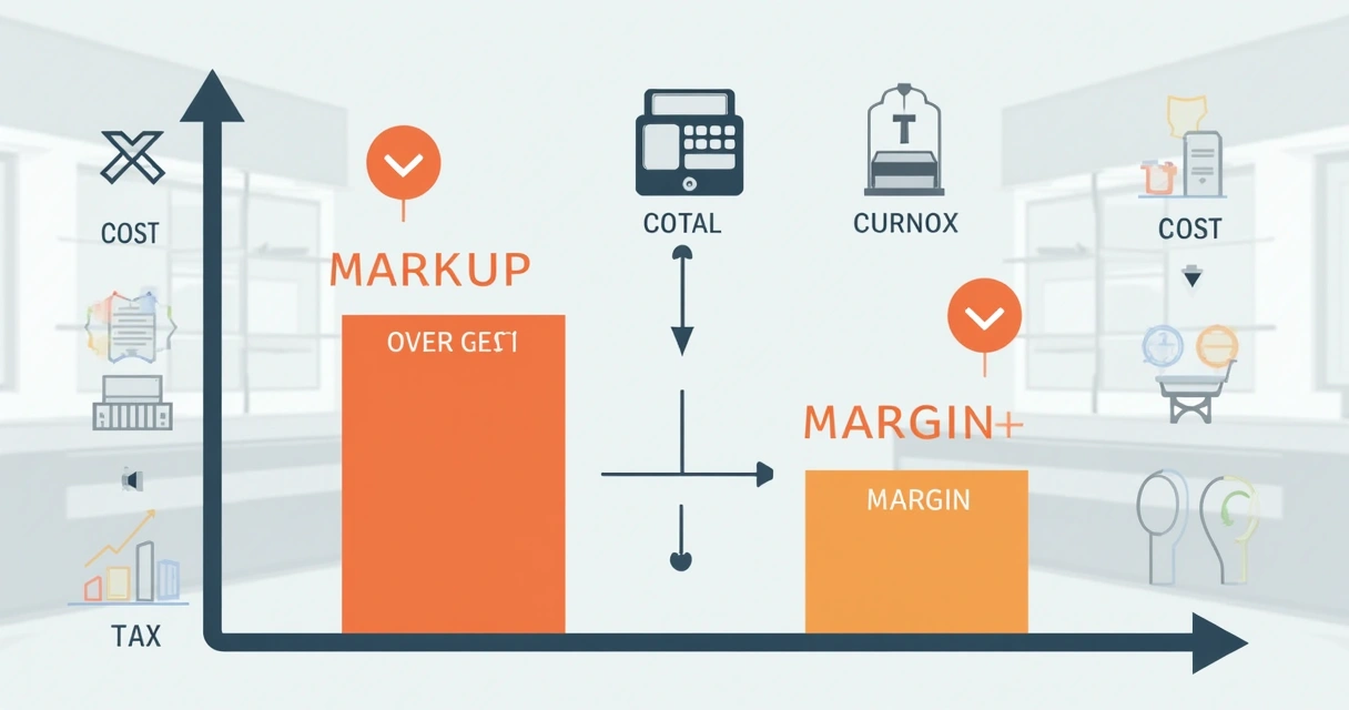 Gráfico visual comparando markup e margem no comércio 