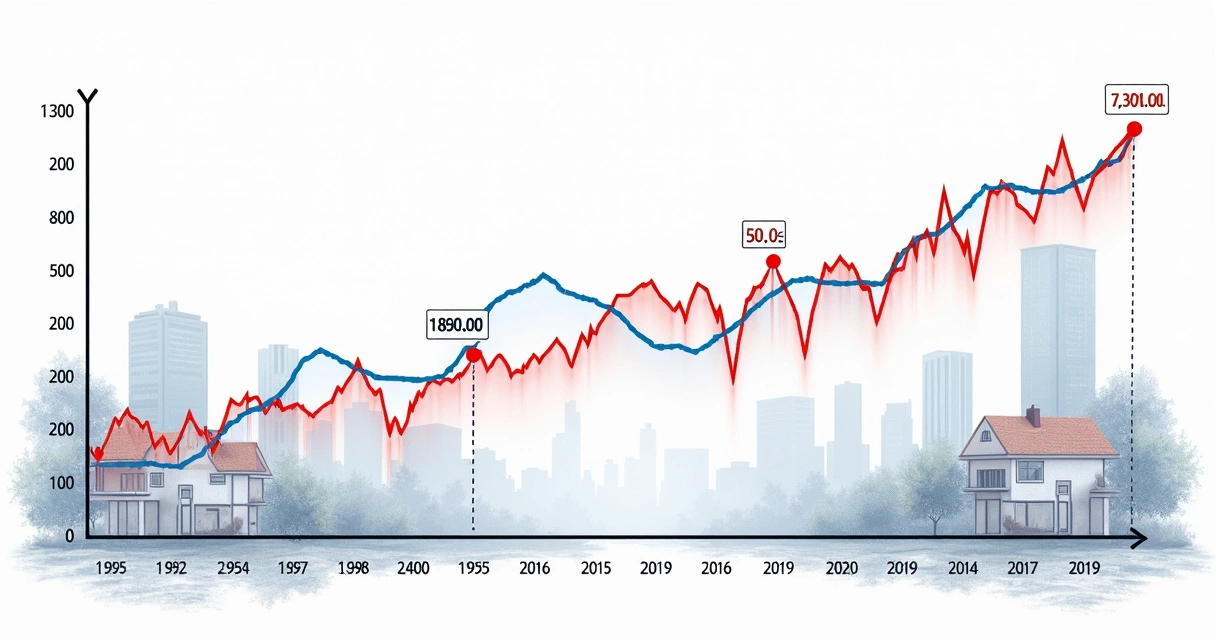 Gráfico mostrando relação entre juros e preço de imóveis