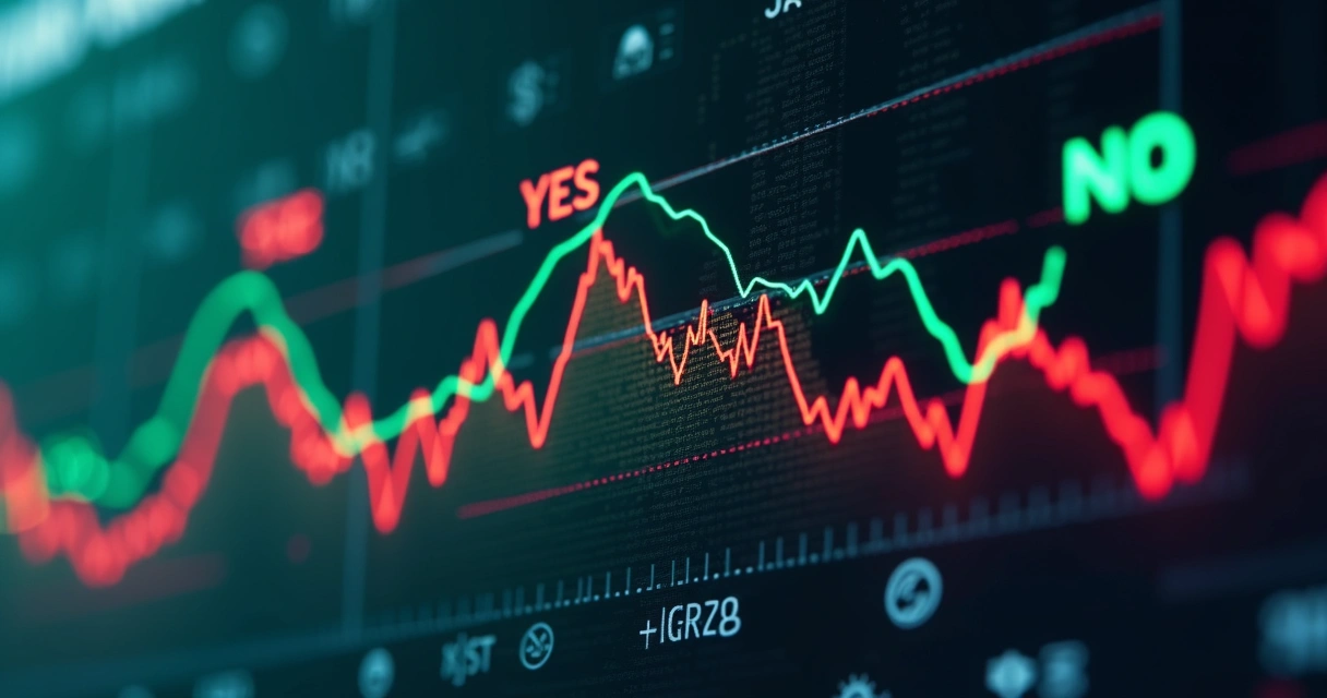 Gráfico mostrando variação de preços em mercado de previsão