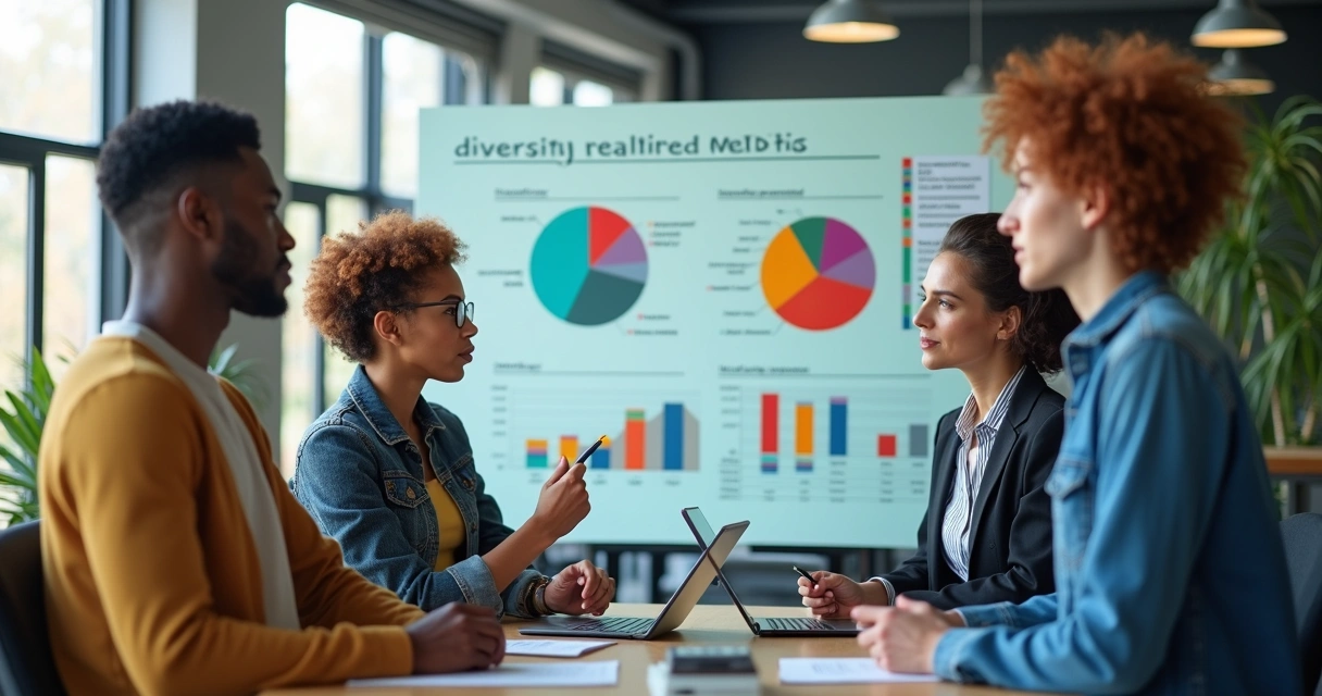 Gráfico colorido com métricas de diversidade organizacional. 