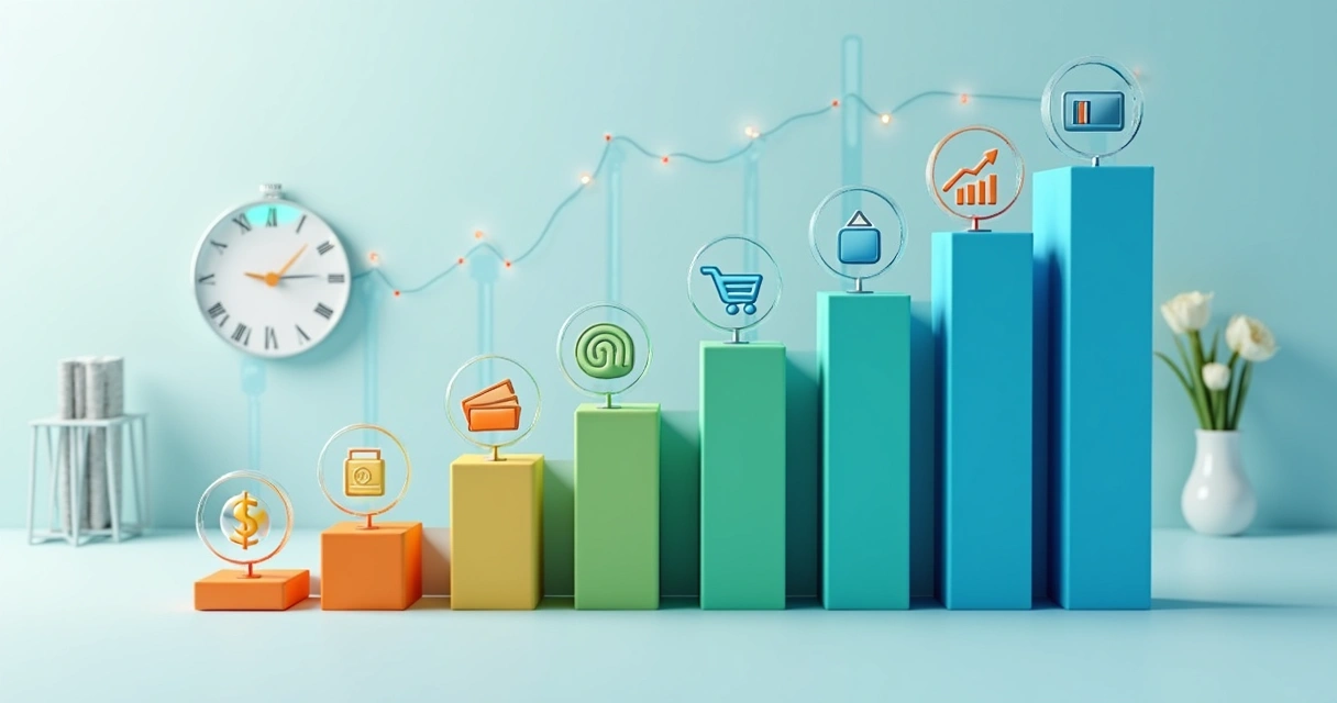 Gráfico mostrando aumento das vendas e dos gastos com mídia paga ao longo do tempo