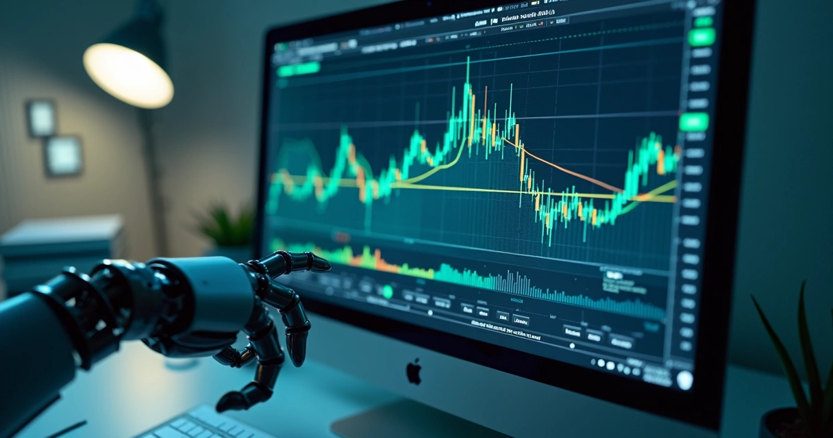 Gráfico mostra indicador de momentum analisando tendências de preço 