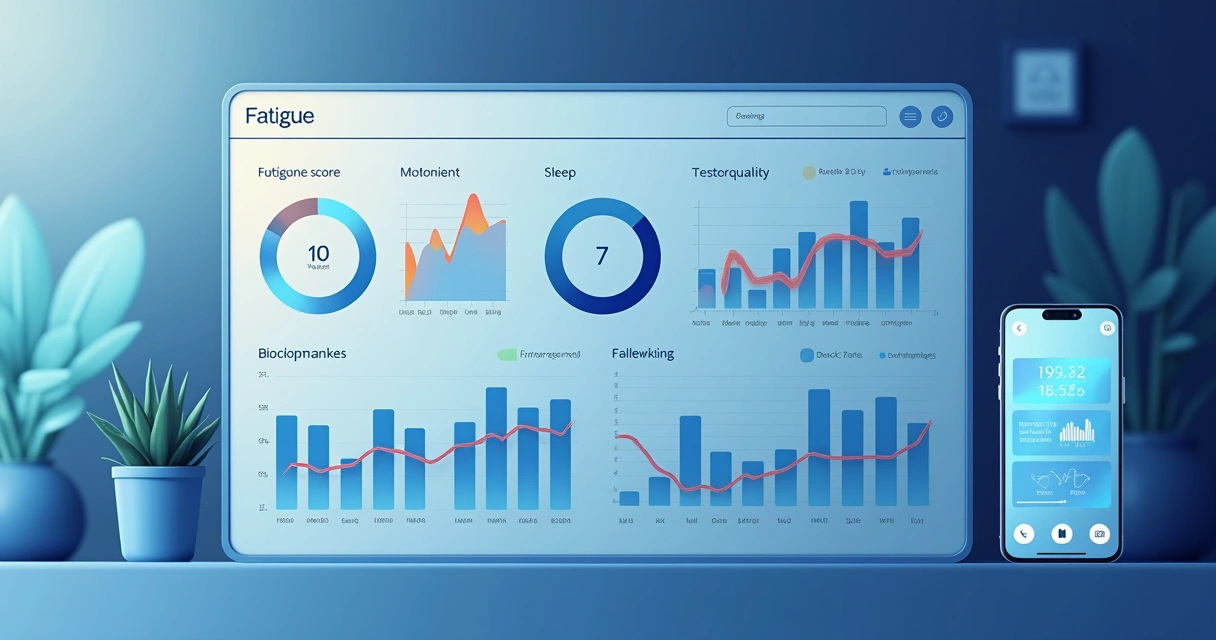 Gráfico digital mostrando indicadores de fadiga em um painel clínico 