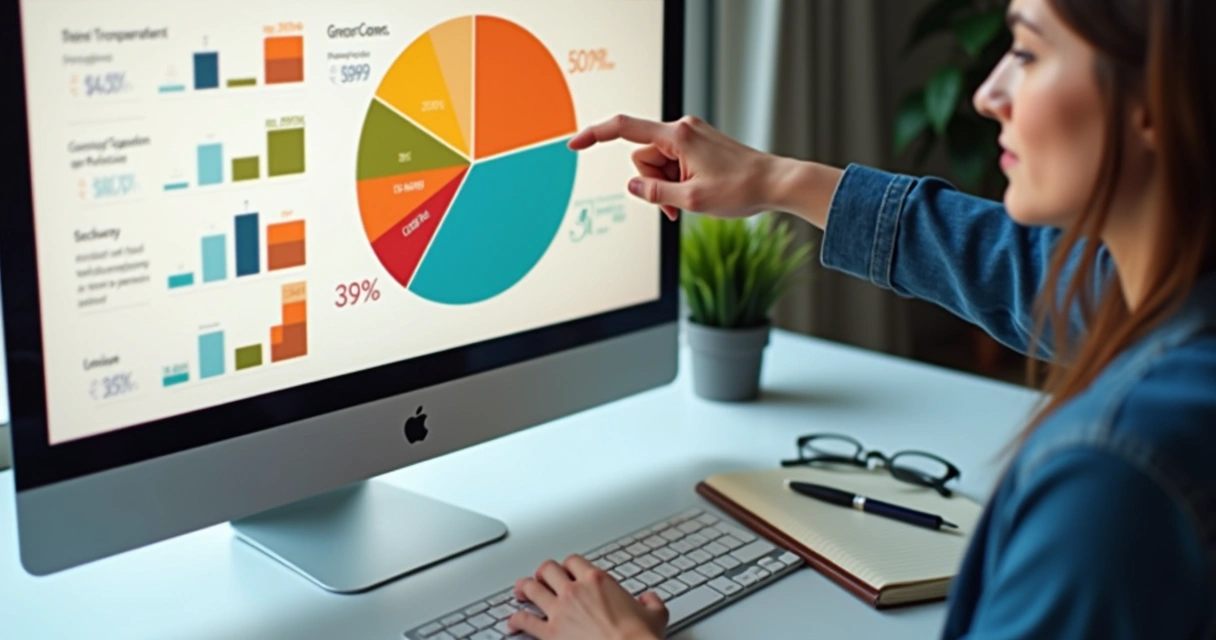 Gráfico de pizza destacando categorias de gastos do orçamento mensal 