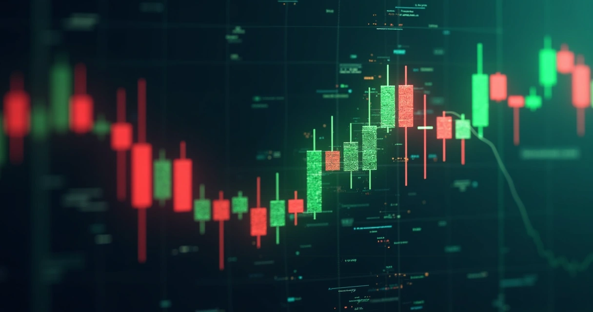 Gráfico de velas mostrando padrão de alta identificado por algoritmo 