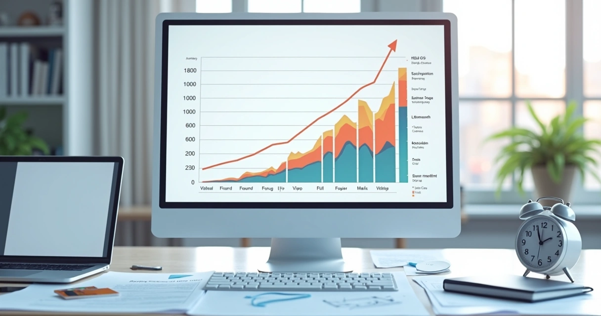 Gráfico digital mostrando aumento em débitos automáticos mensais 