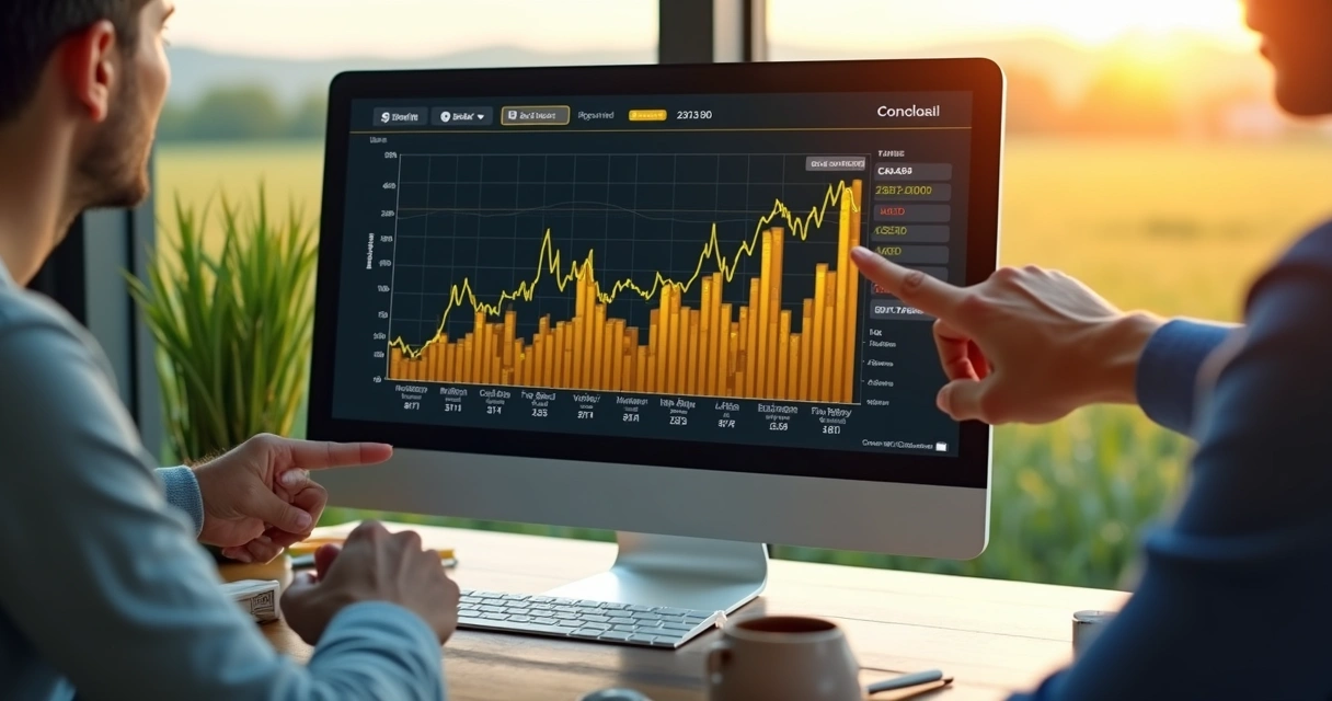 Gráfico de barras mostrando variação de preços de commodities agrícolas