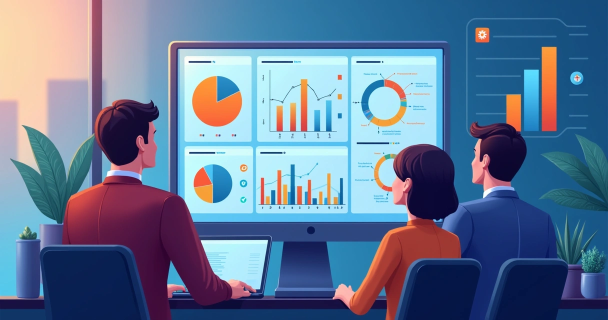 Gráfico de indicadores de desempenho em uma equipe de partnership com dados variando em diferentes áreas