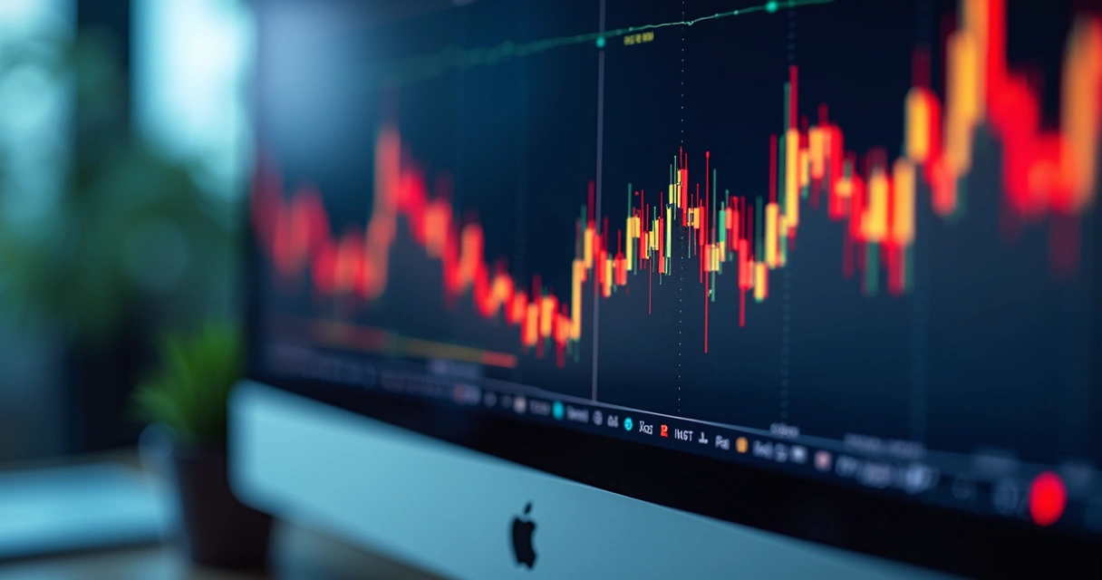 Gráfico digital de preços de commodities em tela de computador