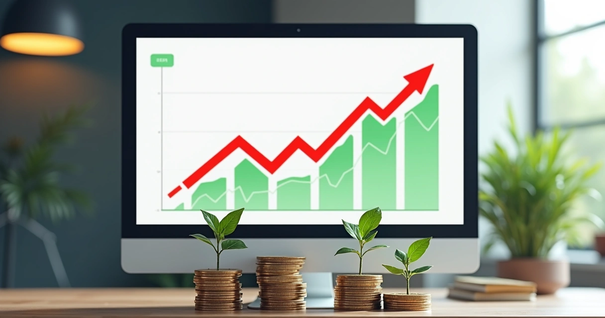 Gráfico mostrando prejuízo e lucro em investimentos 