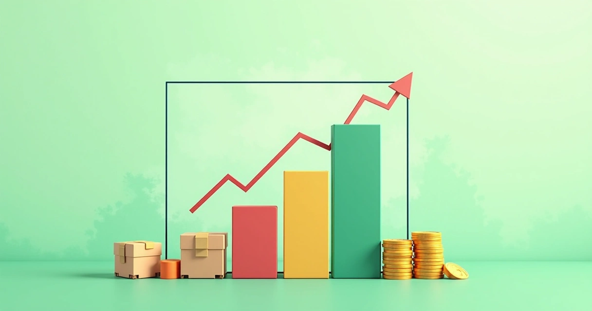 Gráfico crescendo representando aumento de vendas em distribuidora