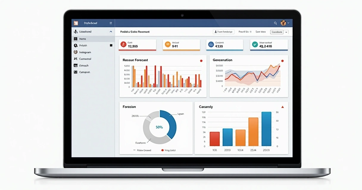 Dashboard mostrando previsibilidade de faturamento em marketing digital 