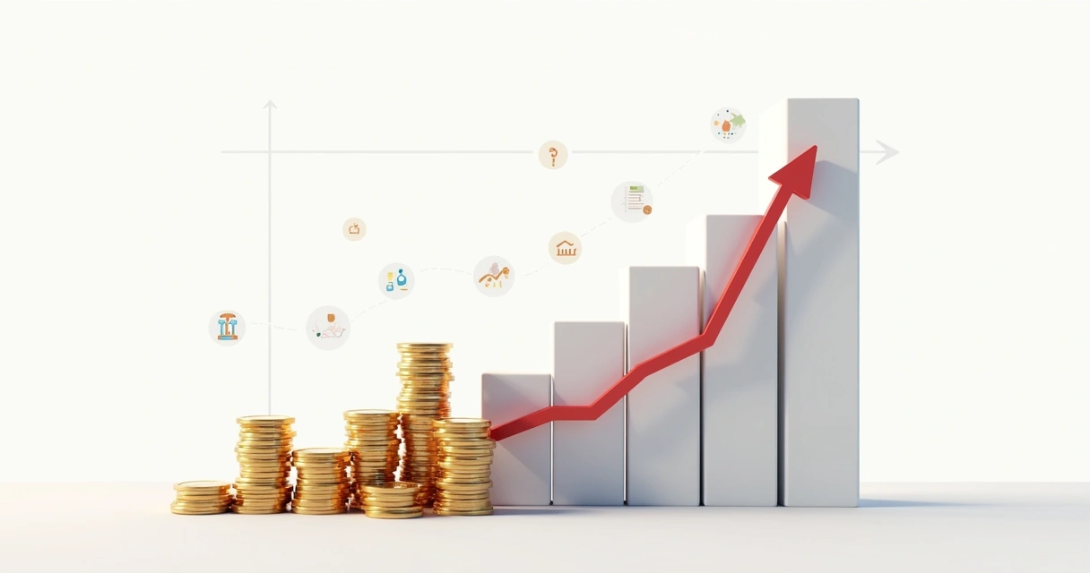 Gráfico simples representando tendência de lucro em apostas de previsões 