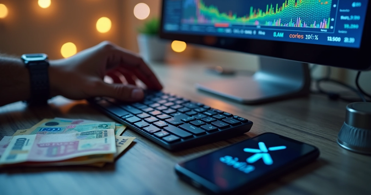 Gráfico digital mostrando variação de probabilidades em tela de computador 