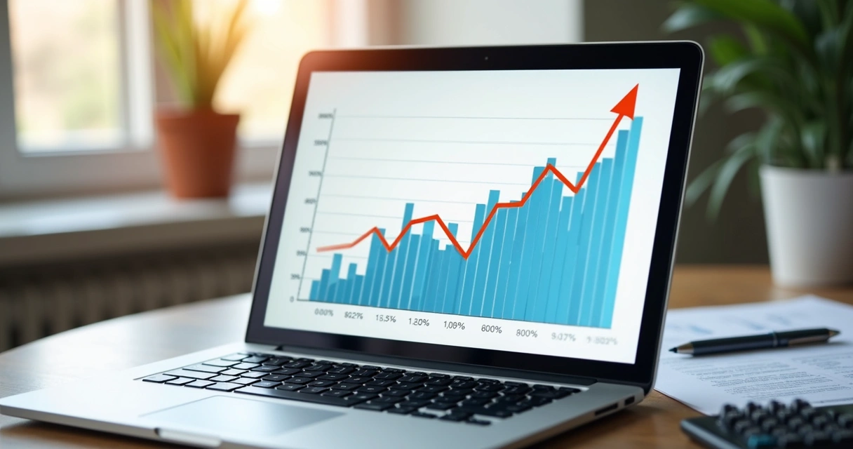 Gráfico de reajuste anual de aluguel com índice destacado na tela 