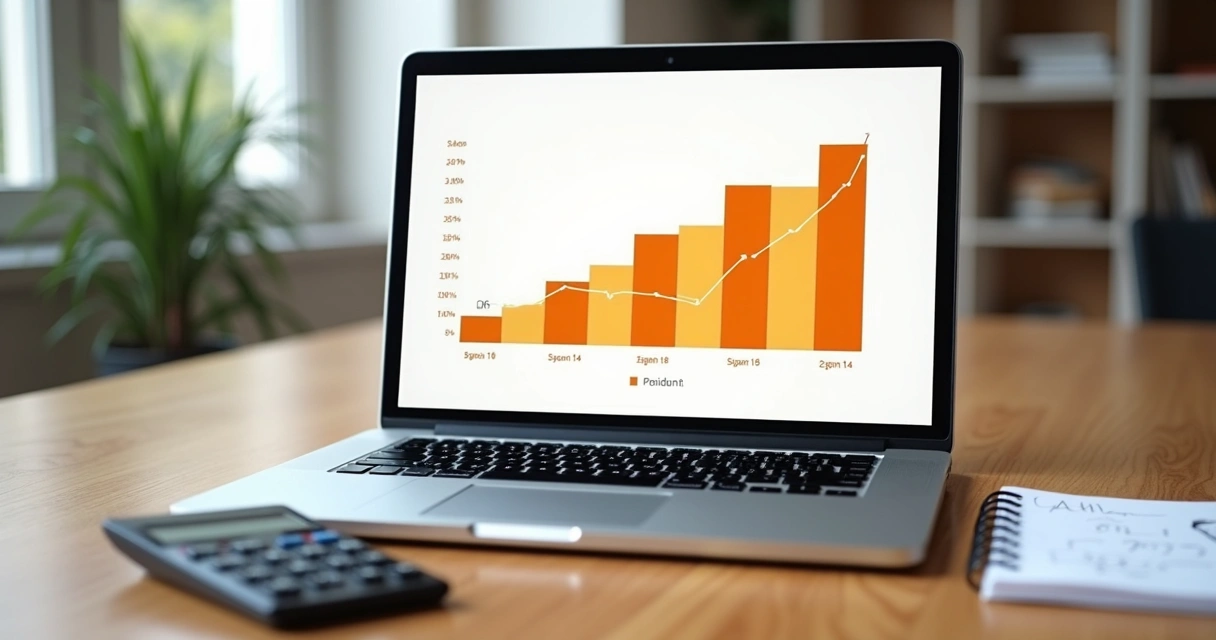 Gráfico simples mostrando evolução da receita bruta mês a mês 