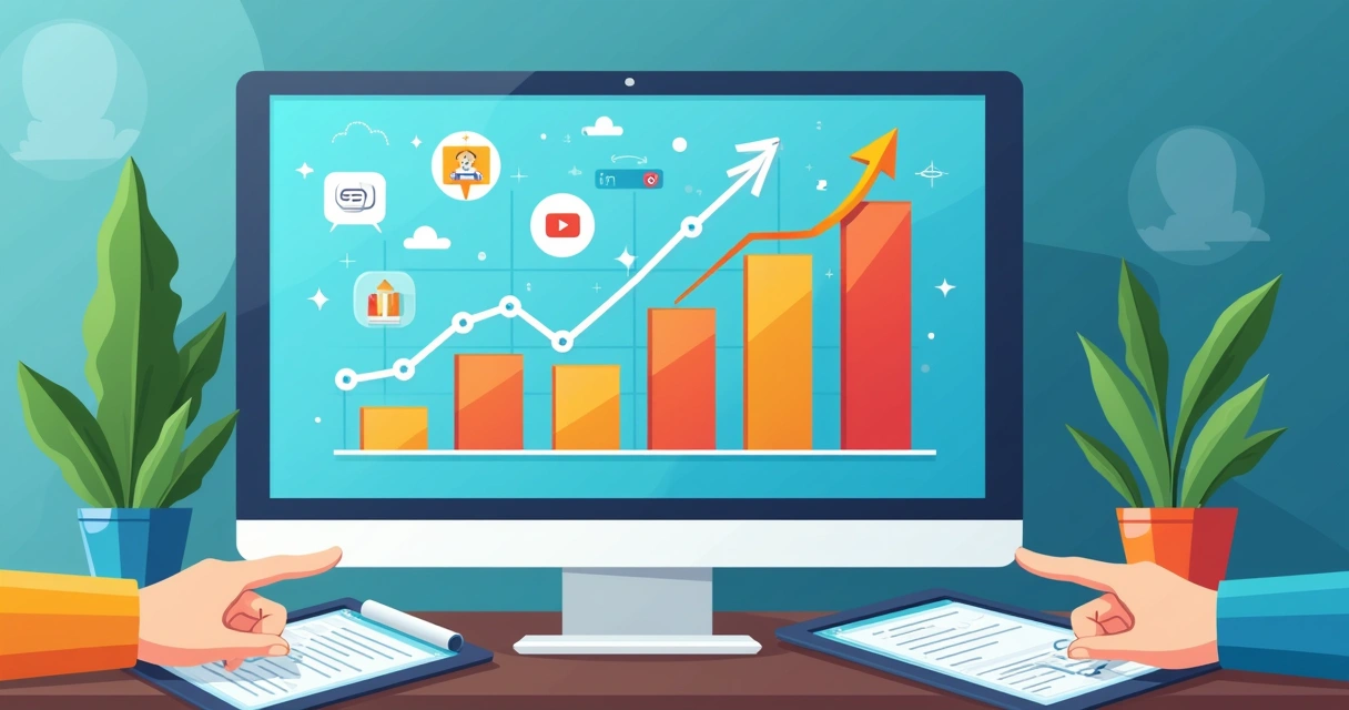 Representação de gráfico mostrando crescimento de resultados de comunicação 