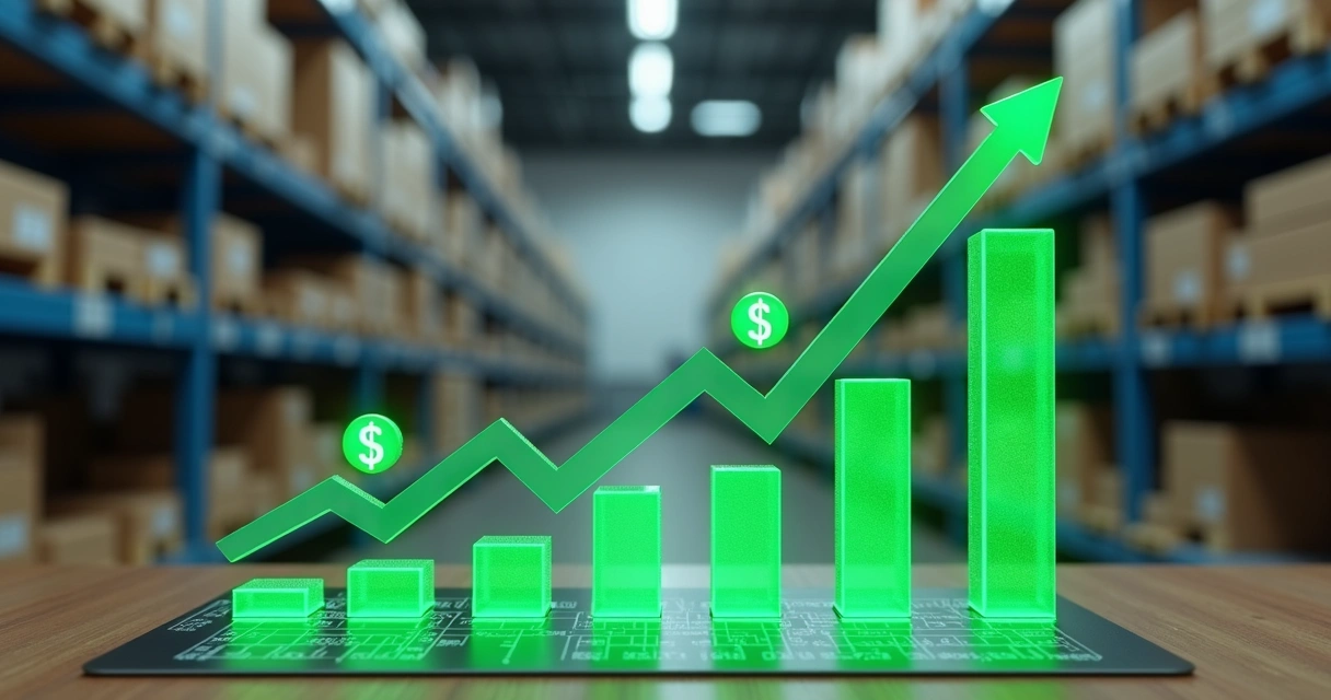 Indicadores para avaliar inteligência de dados em vendas na prática em Logística 6 Gráfico colorido mostrando ROI crescente após uso de dados em logística