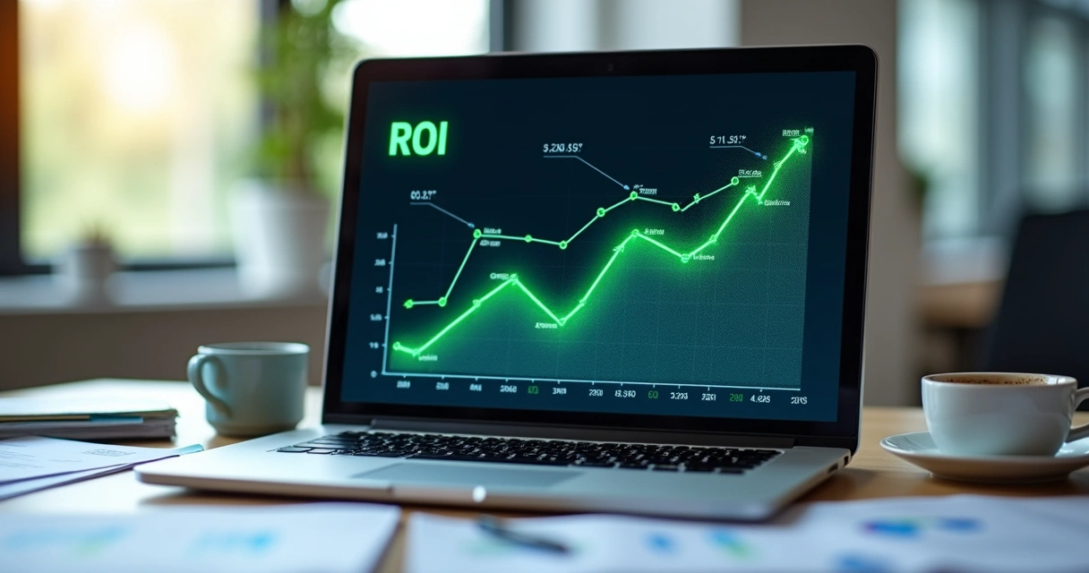 Gráfico mostrando crescimento do ROI de investimentos em TI em pequena empresa