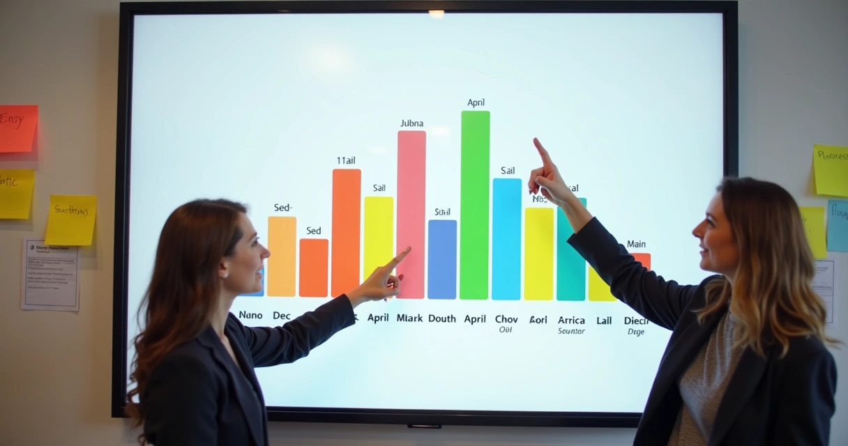 Gráfico de barras comparando meses de vendas em empresa 
