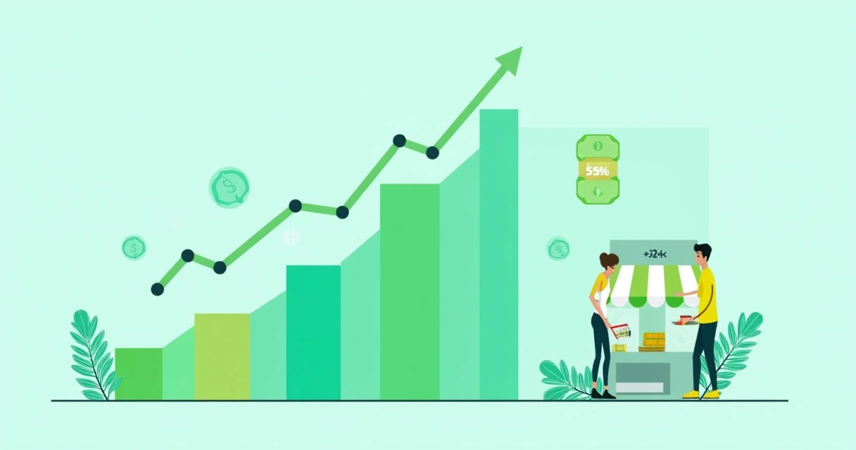 Gráfico de score de comportamento financeiro com ícones de dinheiro e conta, simbolizando confiança nas relações comerciais.