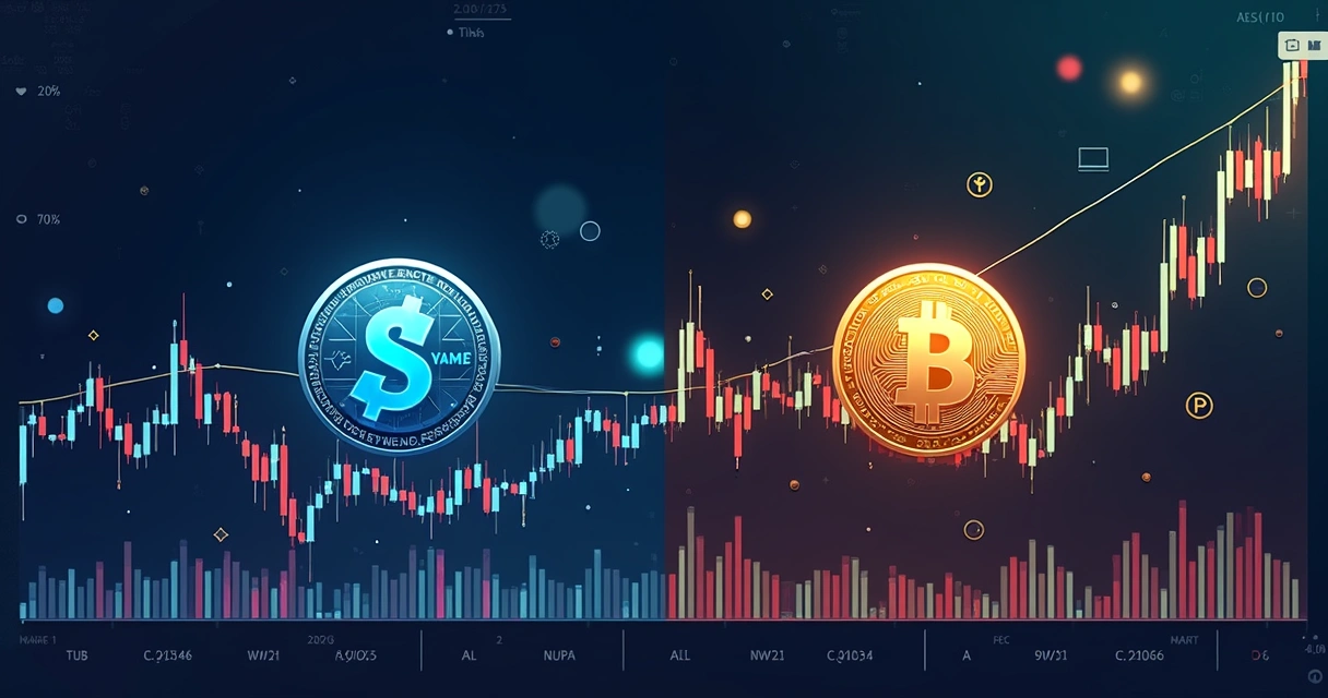 Gráfico de valorização de Solana e Bitcoin lado a lado