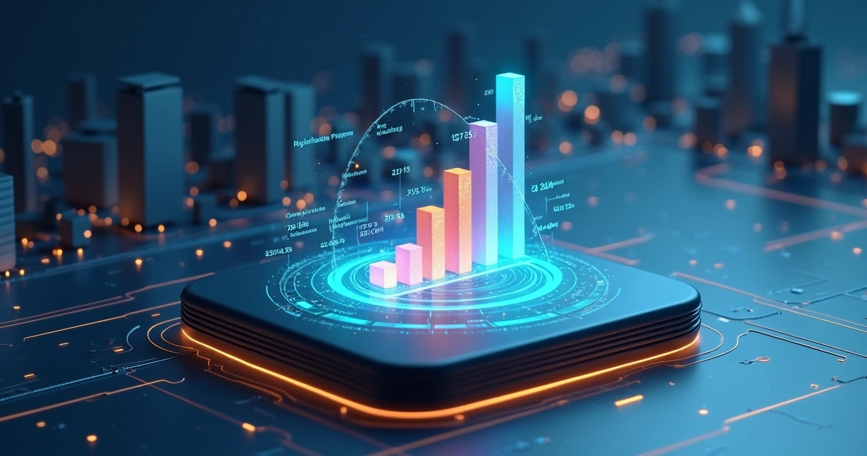 Comparação em 3D de startups brasileiras de IA em gráfico digital 