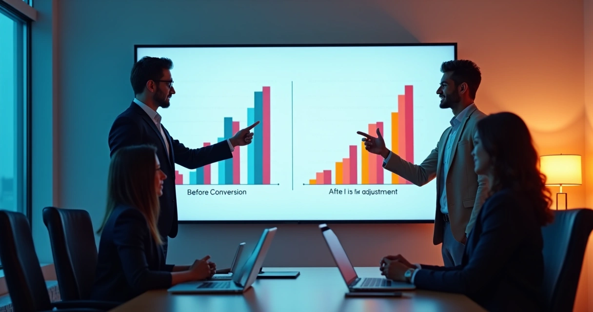 Gráfico mostrando aumento de taxas de conversão após revisão do funil de vendas