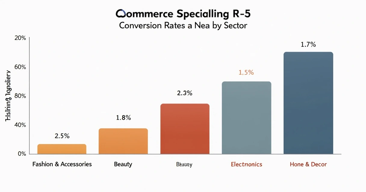 Gráfico de barras com taxas de conversão por setor do e-commerce brasileiro 