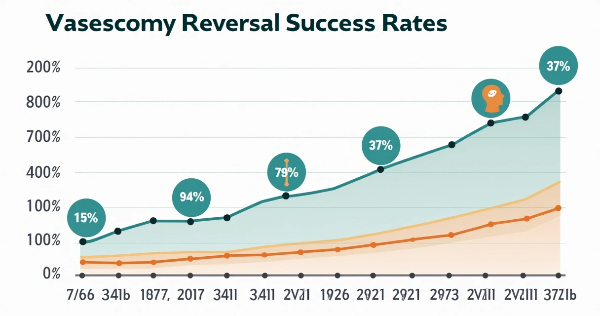 Gráfico ilustrativo mostrando taxas de sucesso na reversão de vasectomia