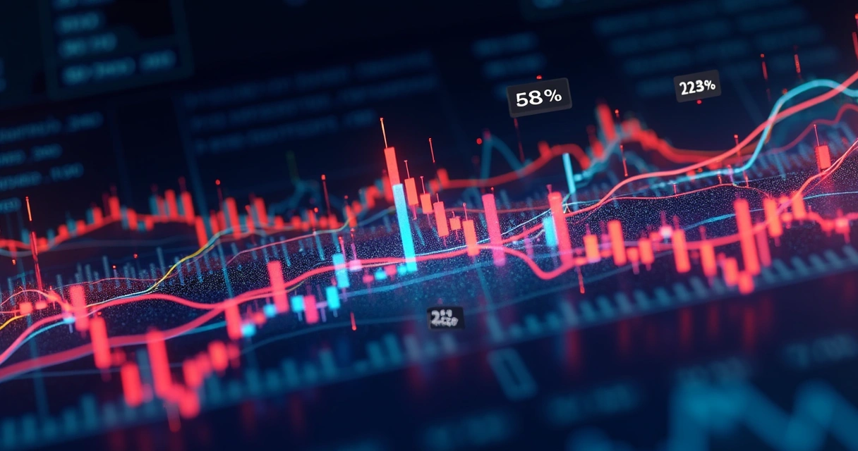 Gráficos coloridos mostrando tendências alternadas 