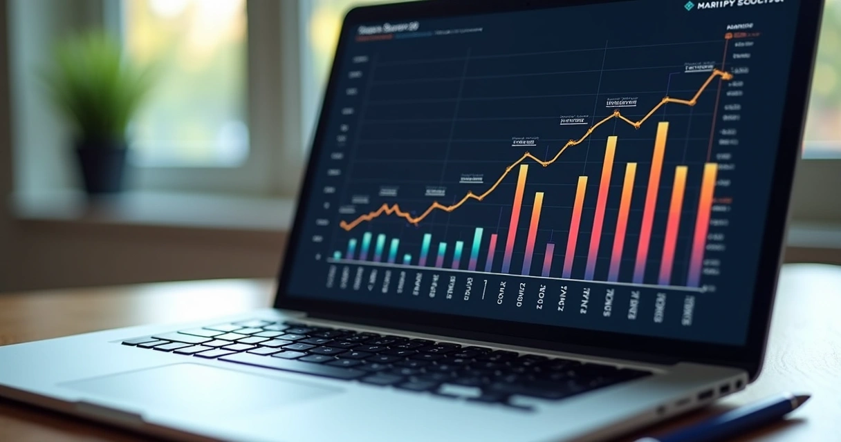 Gráfico digital mostrando evolução de lucros e margens em lojas online
