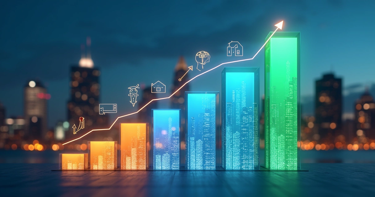 Gráfico com tendências do mercado de construção civil 