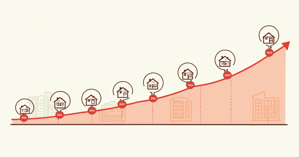 Gráfico de linha mostrando aumento dos valores de imóveis em Porto Alegre ao longo dos anos 