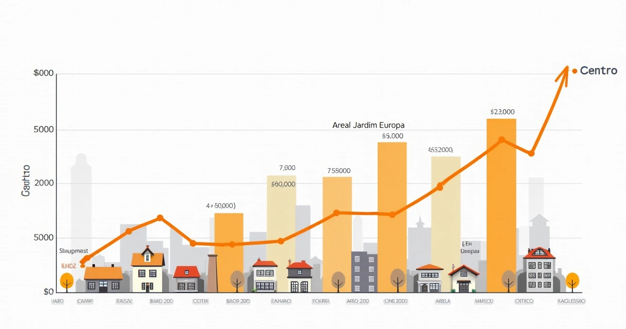 Gráfico mostra valorização histórica de imóveis em bairros de Pelotas. 