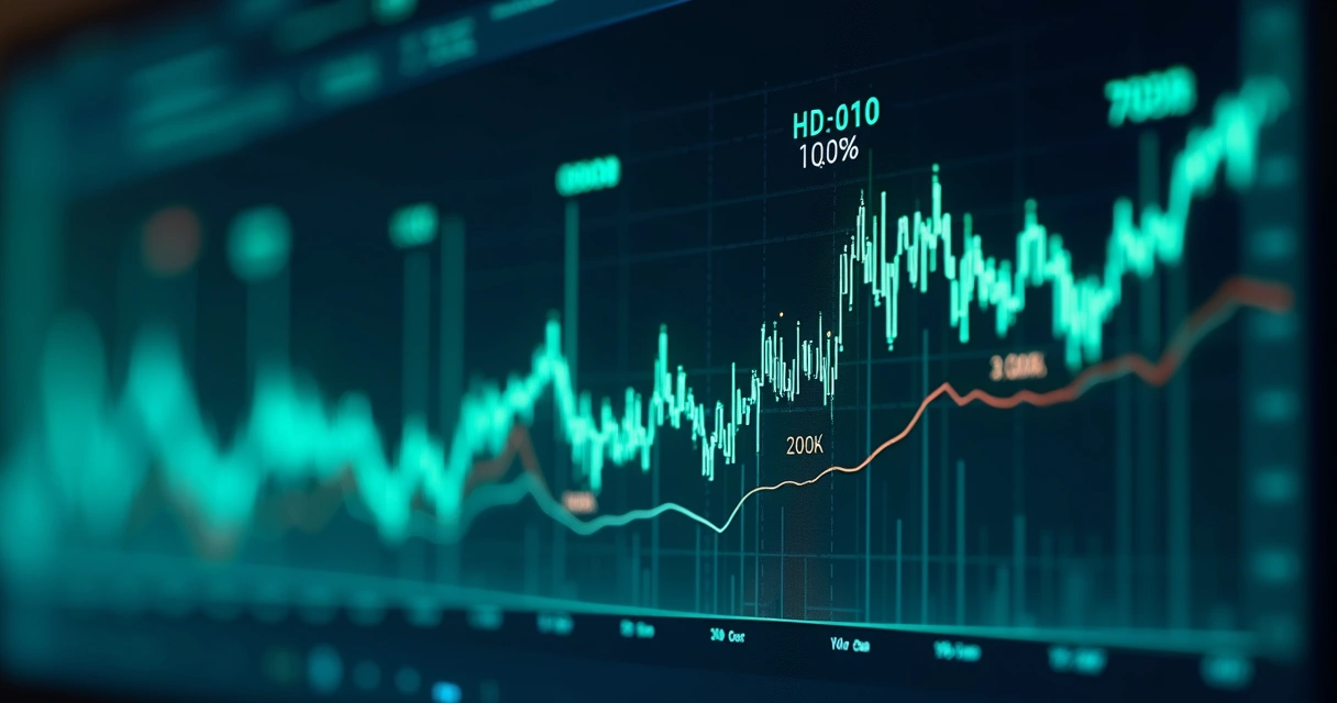 Gráfico com variação acentuada de preços e linha demonstrando proteção 