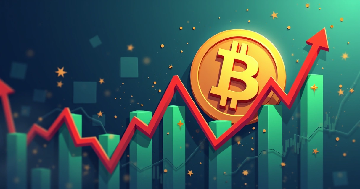 Gráfico de preços irregulares de Bitcoin, com barras vermelhas e verdes exibindo volatilidade acentuada