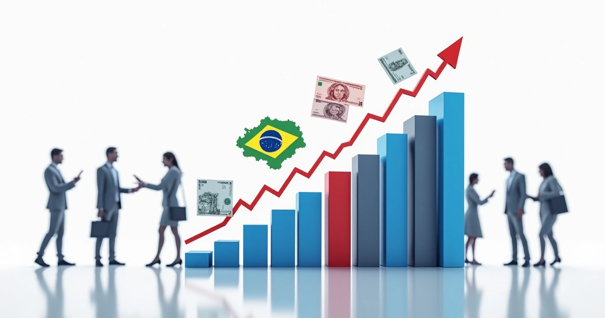 Gráfico mostrando aumento do volume negociado em apostas com barras azuis e vermelhas 