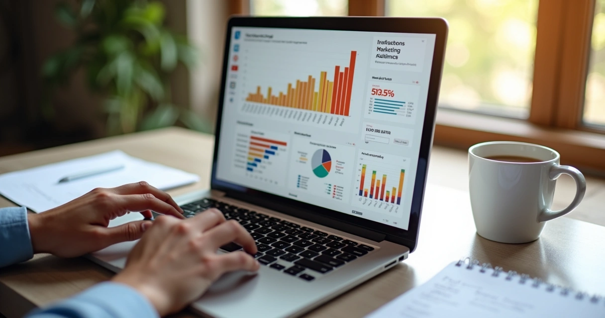 Gráficos coloridos de dados do YouTube em computador 