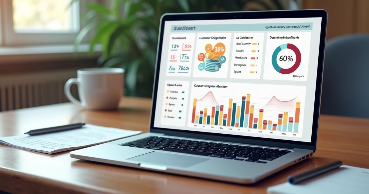 Gráficos de análise de feedback sobre adoção de produto