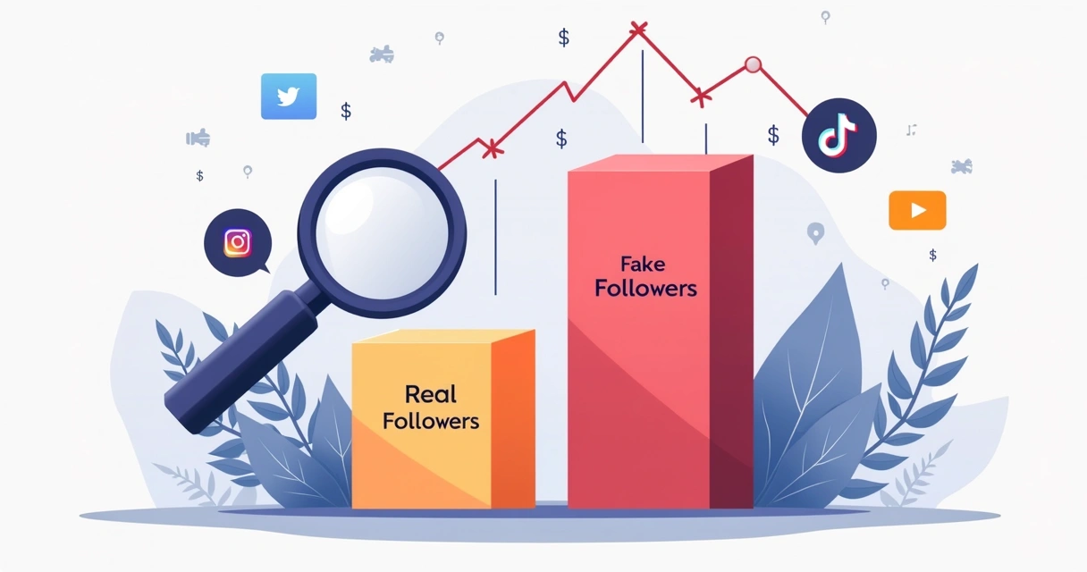 Gráfico mostrando análise de seguidores reais e falsos em redes sociais 
