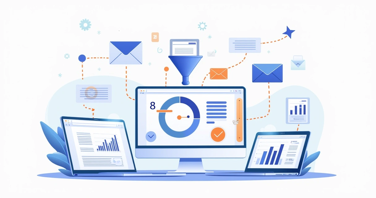 Gráficos que representam automação de marketing conectada ao SEO 