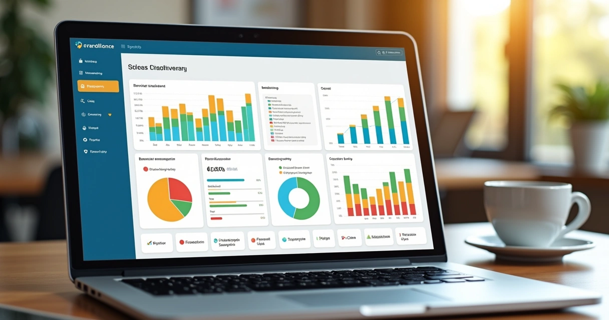 Relatório digital de avaliação comportamental com gráficos coloridos em tela de laptop 
