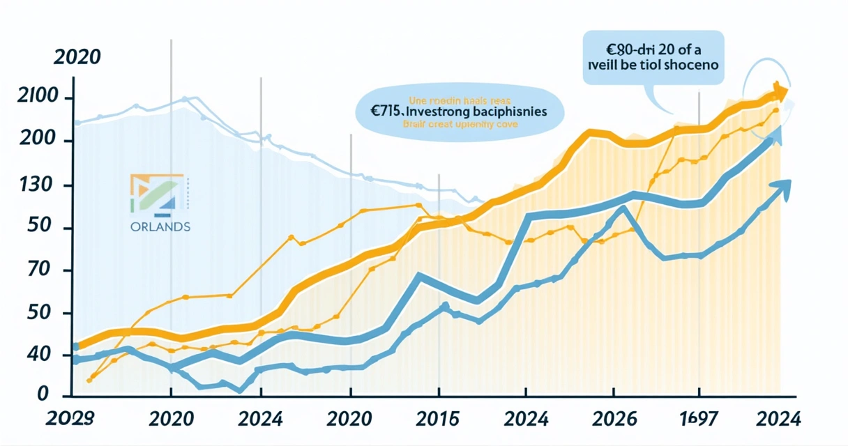 Chart showing the variation of the exchange rate and property prices in Orlando in recent years 