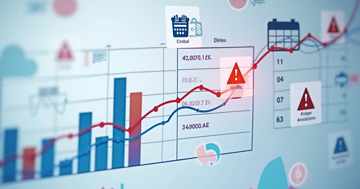 Gráficos de análise web com interferências de bugs e sazonalidade ao fundo