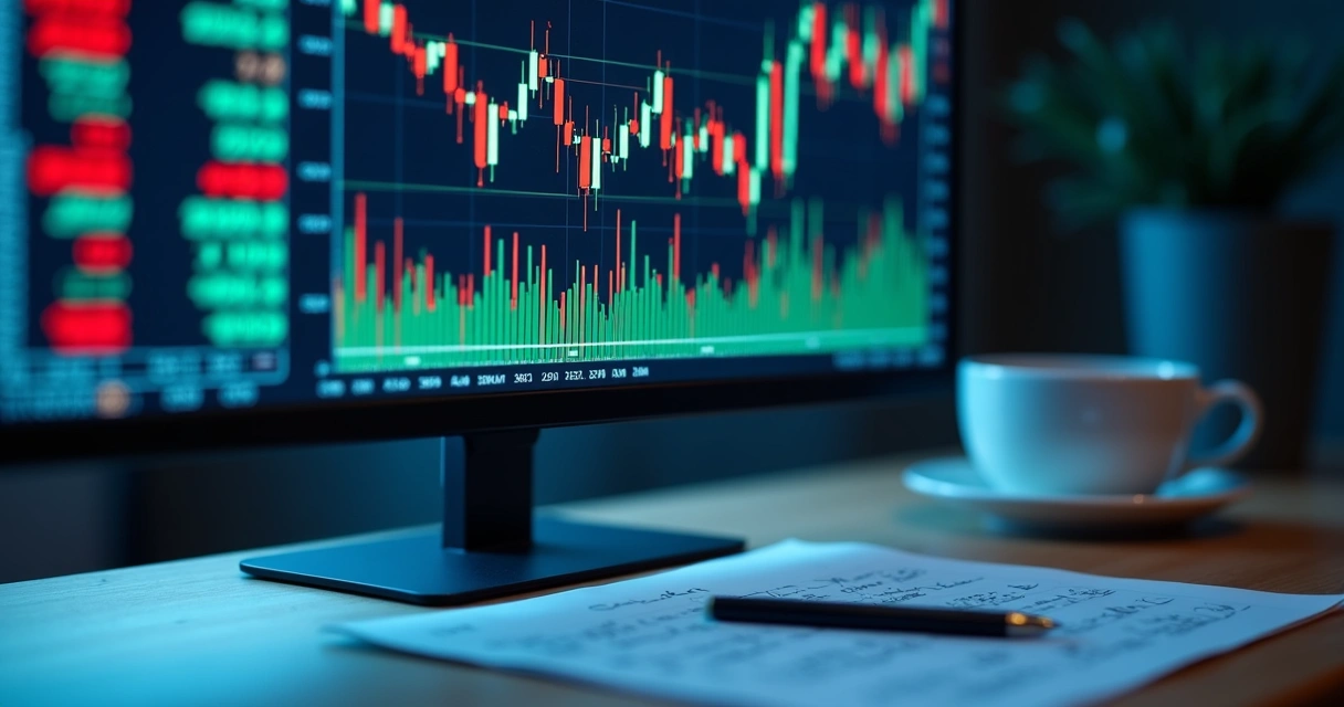 Gráficos de derivativos financeiros em computador 
