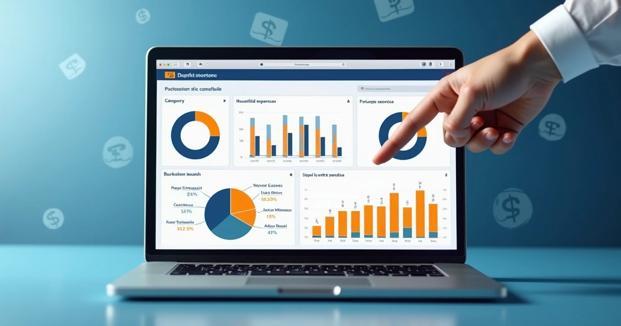 Dashboard colorido mostrando categorias de despesas familiares 