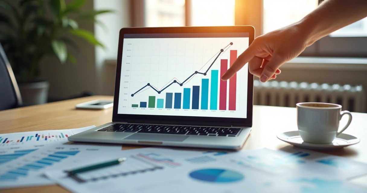 Indicadores de desempenho mostrando evolução nas vendas digitais