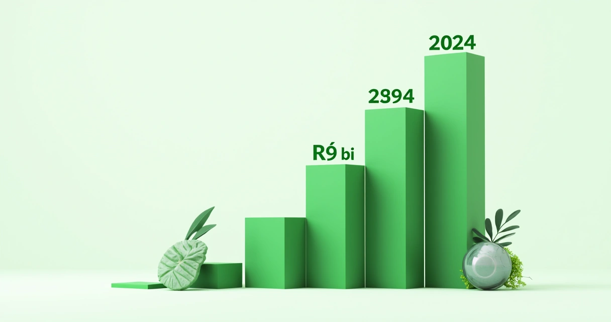 Gráfico de barras com evolução dos investimentos em venture capital no Brasil até 2024 
